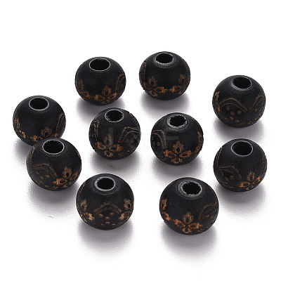 Painted Natural Wood Beads LS-X-WOOD-N006-03A-10-1