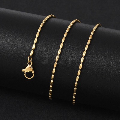 Ion Plating(IP) 304 Stainless Steel Oval Ball Chain Necklace for Men Women X-NJEW-M200-09G-1