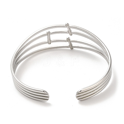 Non-Tarnish 304 Stainless Steel Multi Line Cuff Bangles for Women BJEW-L682-006P-1