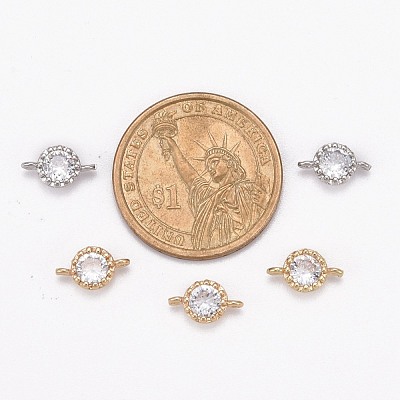 Flower Brass Micro Pave Cubic Zirconia Links X-ZIRC-L054-09-NR-1