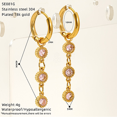 304 Stainless Steel Pave Cubic Zirconia Hoop Earrings for Women WGDFE33-02-1