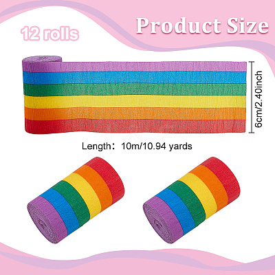 Rainbow Crepe Paper Streamers for Graduation Baby Shower Gender Reveal Birthday Party Decor LS-DIY-WH0622-448-1