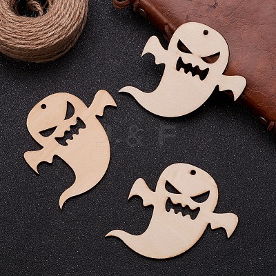 Ghost Shape Halloween Blank Wooden Cutouts Ornaments WOOD-L010-06-1