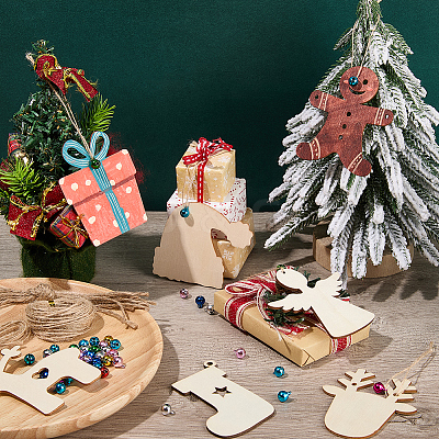 DIY Christmas Unfinished Wood Pendant Decorations Kits WOOD-SC0001-88-1