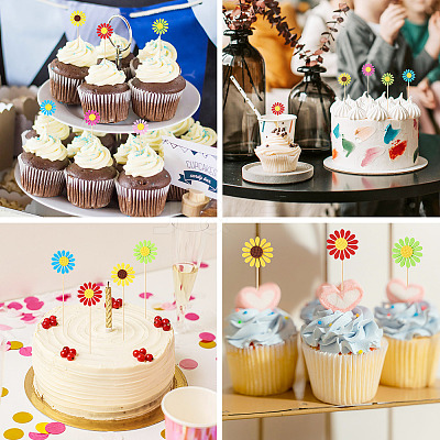 Wood with Paper Cake Toppers AJEW-TAC0035-11A-1