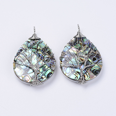 Abalone Shell/Paua Shell Big Pendants KK-P132-03P-1