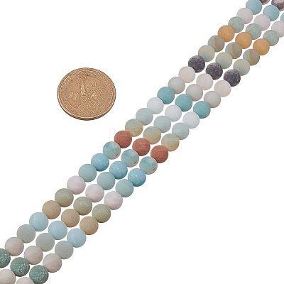 Frosted Natural Flower Amazonite Bead Strands G-PH0028-8mm-03-1