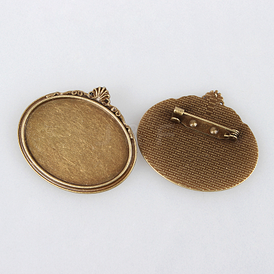 Vintage Alloy Brooch Cabochon Bezel Settings PALLOY-N0085-08M-1