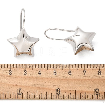 Star Brass Dangle Earrings EJEW-B132-05P-1