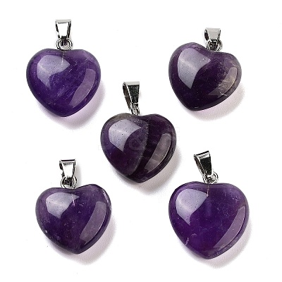 Natural Amethyst Charms HEAR-PW0001-057-37-1