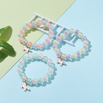 Transparent Acrylic Bead in Bead Stretch Bracelet Sets for Kids BJEW-JB06509-1