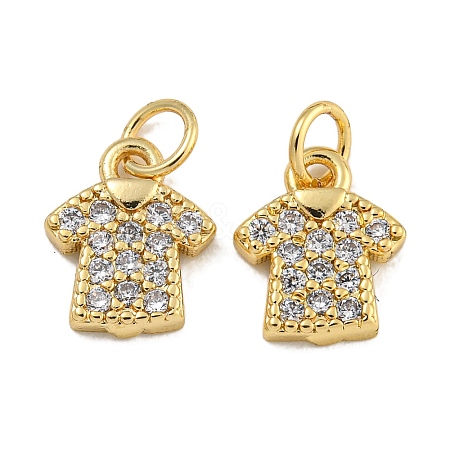 Rack Plating Brass Micro Pave Clear Cubic Zirconia Charms KK-U030-20G-1