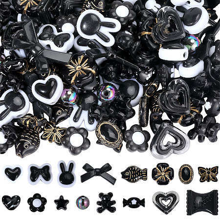 160Pcs 16 Styles Mixed Styles Acrylic Beads OACR-PA0001-77C-1