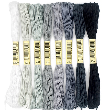 8 Skeins 8 Colors 6-Ply Polyester Embroidery Floss PW-WG88461-04-1