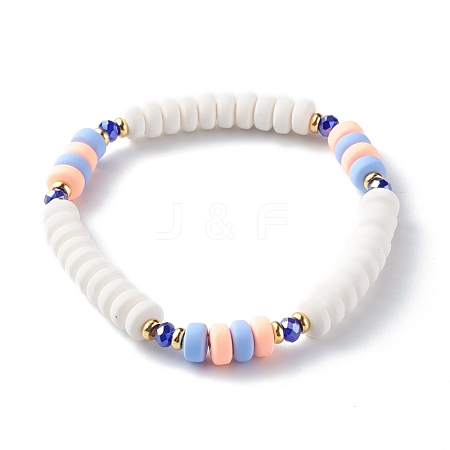 Handmade Polymer Clay Beads Stretch Bracelets BJEW-JB06490-01-1