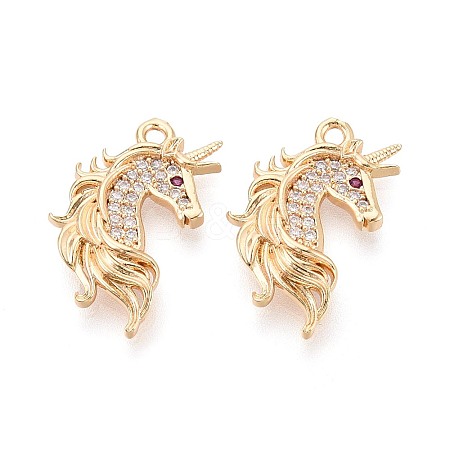 Brass Pave Clear Cubic Zirconia Pendants KK-T081-03G-1
