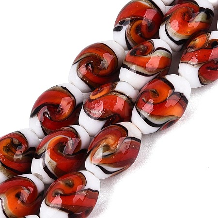 Handmade Gold Sand Lampwork Beads Strands LAMP-Q041-09F-1