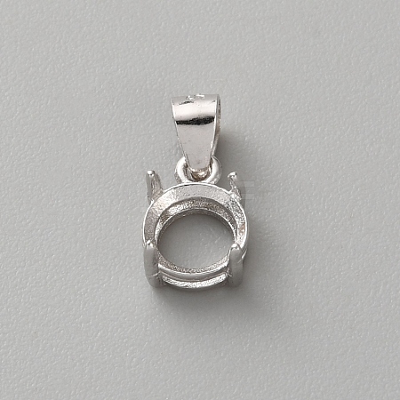 925 Sterling Silver Rhinestone Claw Pendant Settings LS-STER-WH0004-072B-P-1