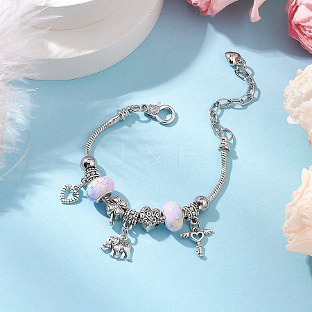 Alloy Snake Chain Charms Bracelets BJEW-JB11448-03-1