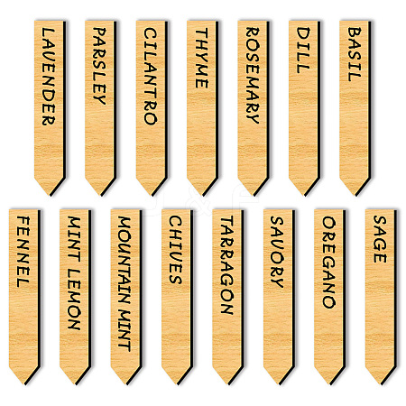 15Pcs 15 Style Wood Plant Labels WOOD-WH0501-002-1