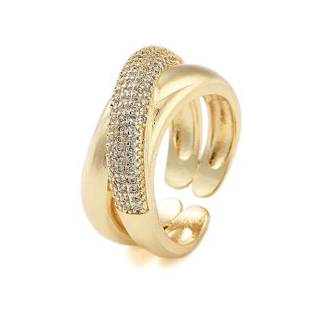 Rack Plating Brass Pave Cubic Zirconia Rings for Women RJEW-B064-09G-1