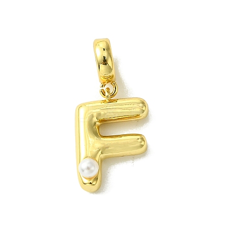 Rack Plating Brass with ABS Plastic Pearl European Dangle Charms KK-G501-02F-G-1