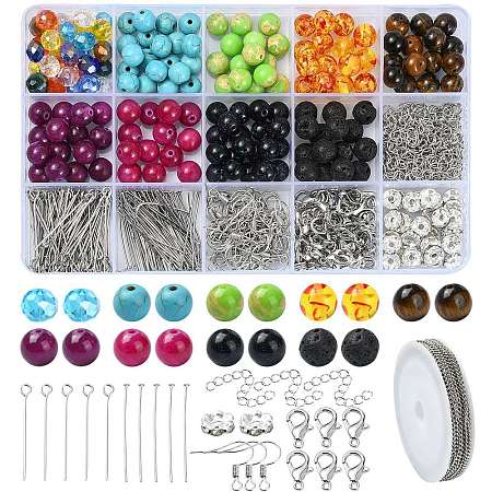 DIY Natural & Synthetic Mixed Gemstone Necklaces Dangle Earrings Making Kit DIY-YW0008-59-1