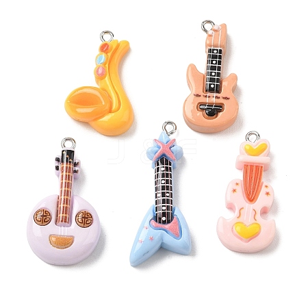 Printed Opaque Resin Imitation Musical Instrument Pendants RE-CBADD3D-02-1