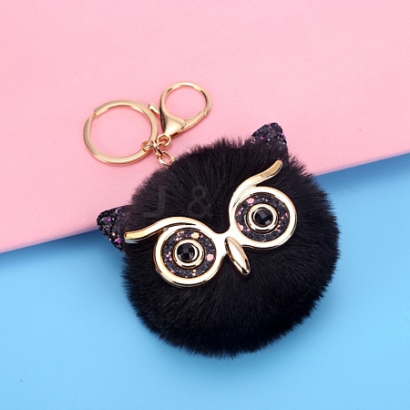 Owl Furry Pom-Pom Keychain for Women PW-WG49E57-05-1