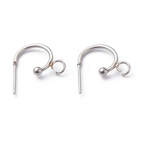 304 Stainless Steel Half Hoop Earrings X-STAS-Z028-B02-P-1