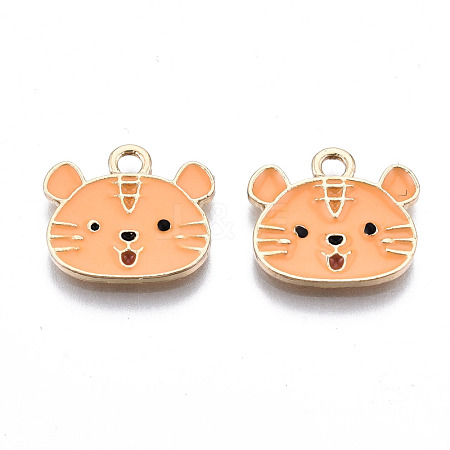 Light Gold Plated Alloy Enamel Pendants X-ENAM-T009-83B-RS-1