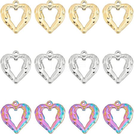 12Pcs 3 Colors PVD Vacuum Plating 304 Stainless Steel Open Pendants STAS-UN0024-63-1