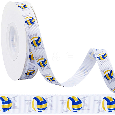 25 Yards Sport Ball Theme Printed Polyester Grosgrain Ribbon OCOR-WH20002-03B-03-1