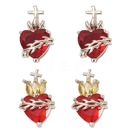 4Pcs 2 Styles Brass Glass Pendants KK-TA0008-18A-1