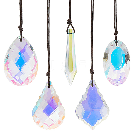 5Pcs Glass Hanging Suncatchers HJEW-FH00193-1