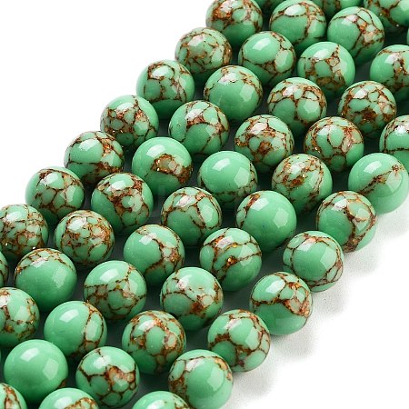 Synthetic Gold Line Turquoise Beads Strands G-H026-01A-03-1
