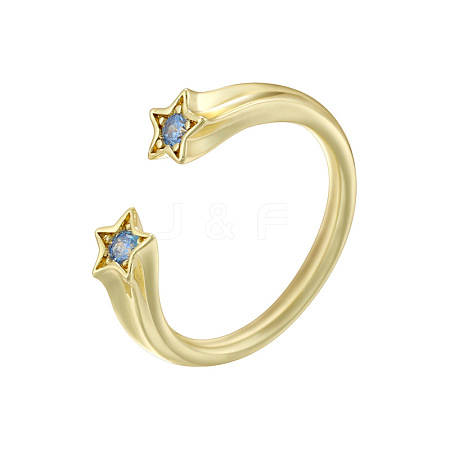 Brass Micro Pave Cubic Zirconia Cuff Open Rings for Women FS-WG15C9D-13-1