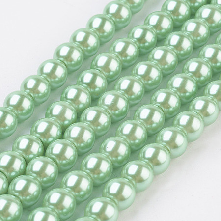 Eco-Friendly Dyed Glass Pearl Bead Strands HY-A008-6mm-RB008-1