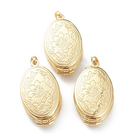 Brass Locket Pendants KK-P199-10G-1