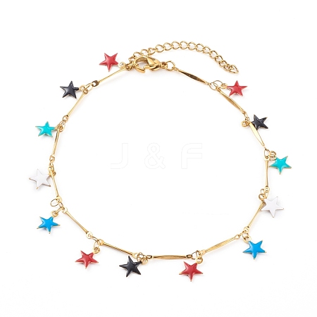 304 Stainless Steel Star Charm Anklets AJEW-AN00427-1