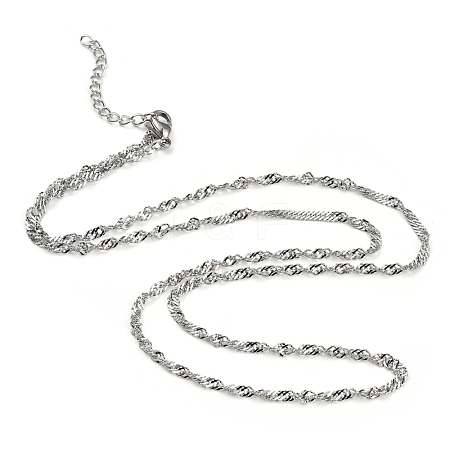 304 Stainless Steel Singapore Chain Necklaces NJEW-JN02930-04-1