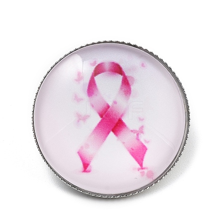 Breast Cancer Awareness Ribbon Glass Brooches LS-JEWB-L019-01C-1