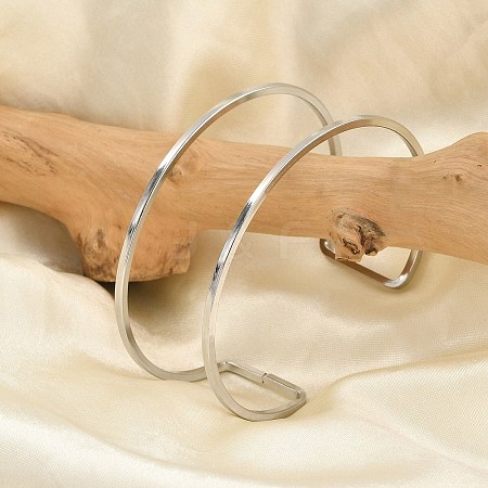 Non-Tarnish 304 Stainless Steel Hollow Open Cuff Bangles for Women LS-BJEW-S155-04P-1