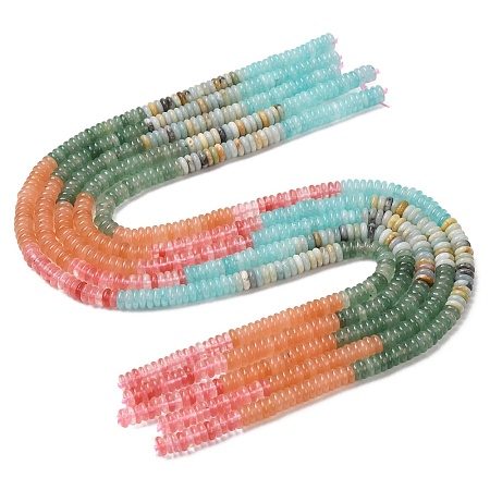 Cherry Quartz Glass & Natural Flower Amazonite & Dyed White Jade Beads Strands X-G-H333-02E-1