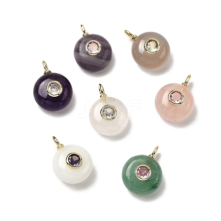 Natural & Synthetic Gemstone Flat Round Pendants G-H318-01G-A-1