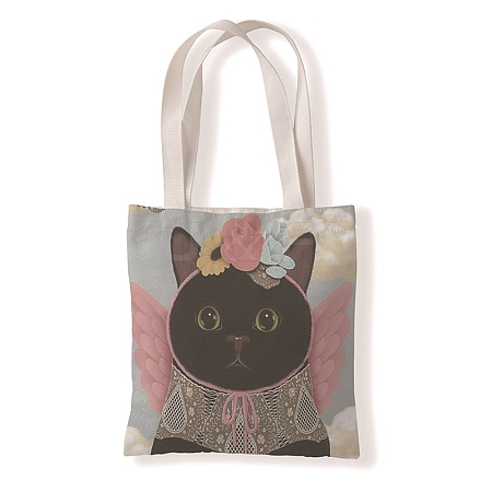 Cat Pattern Canvas Women's Tote Bags PW-WGA189E-05-1