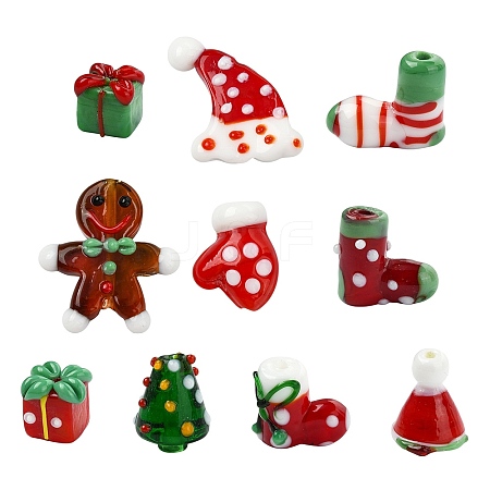 10Pcs 10 Styles Handmade Lampwork Beads LAMP-CJ0002-73-1
