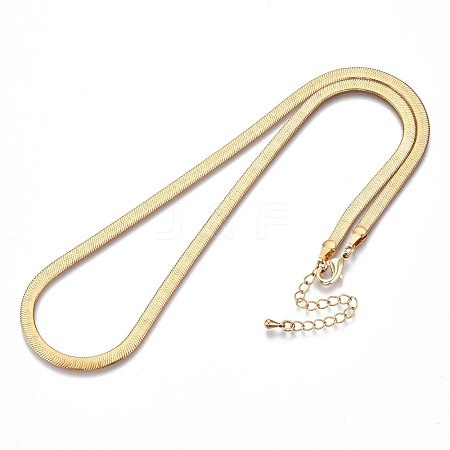 Brass Herringbone Chains Necklaces X-KK-T062-67G-1