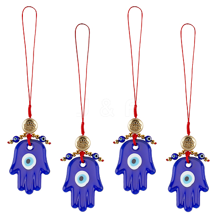 AHADEMAKER 4Pcs Handmade Evil Eye Lampwork Pendant Decorations HJEW-GA0001-19-1