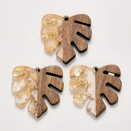 Transparent Resin & Walnut Wood Pendants LS-X-RESI-S358-24-D01-1